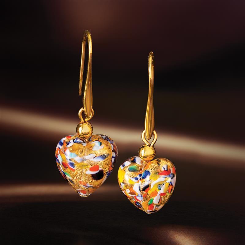 Murano Confetto Heart Earrings